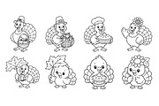 Autumn Turkey Doodle Line Art, a Seasonal Illustration by DENIDigitalArtSudio (Thumbnail 7 of 8)