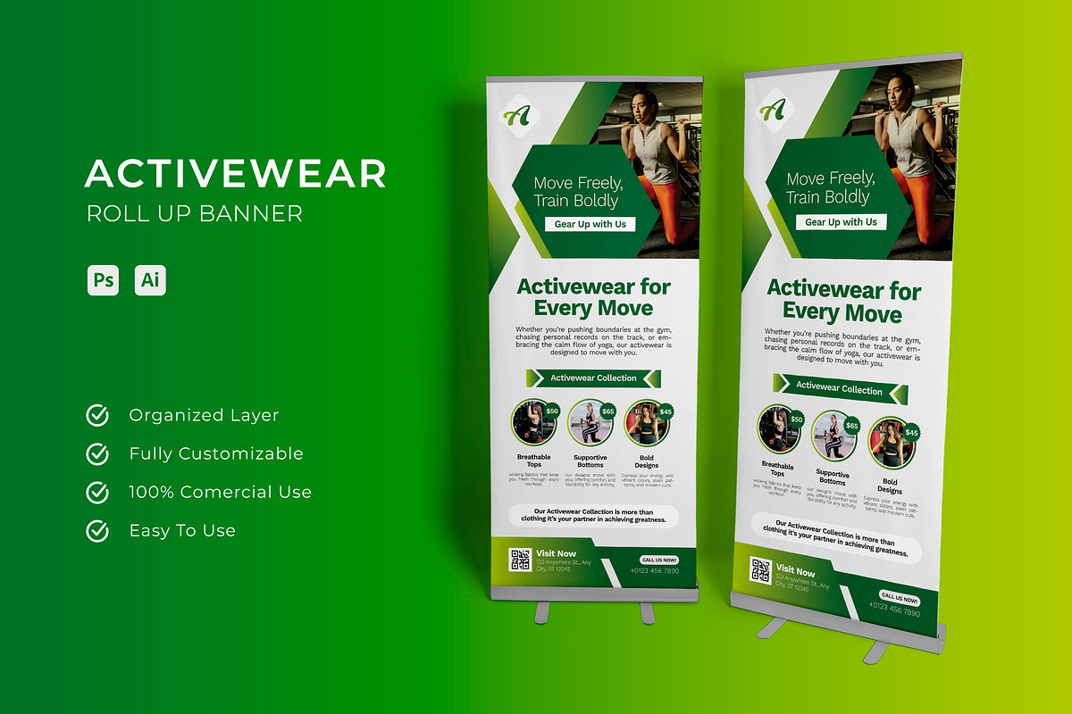 Activewear - Roll Up Banner, a Print Template by Esensifiksi.studio (Photo 1 of 2)