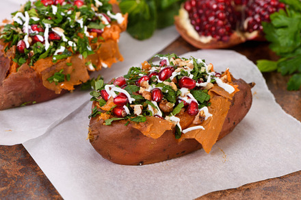 Baked stuffed sweet potatoes, a Food & Drink Photo by Apolonia