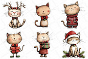Watercolor Christmas Cats Clipart, an Illustration by DreamPrint404 (Thumbnail 6 of 7)