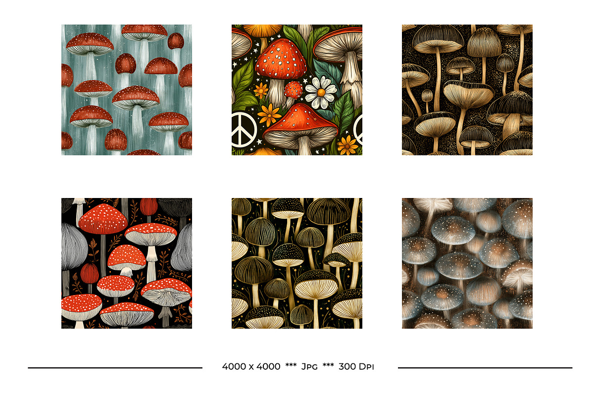 Mushroom Retro Art Patterns, a Pattern Graphic by karenfoleyphoto (Photo 8 of 13)