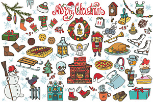 Christmas doodle symbols
