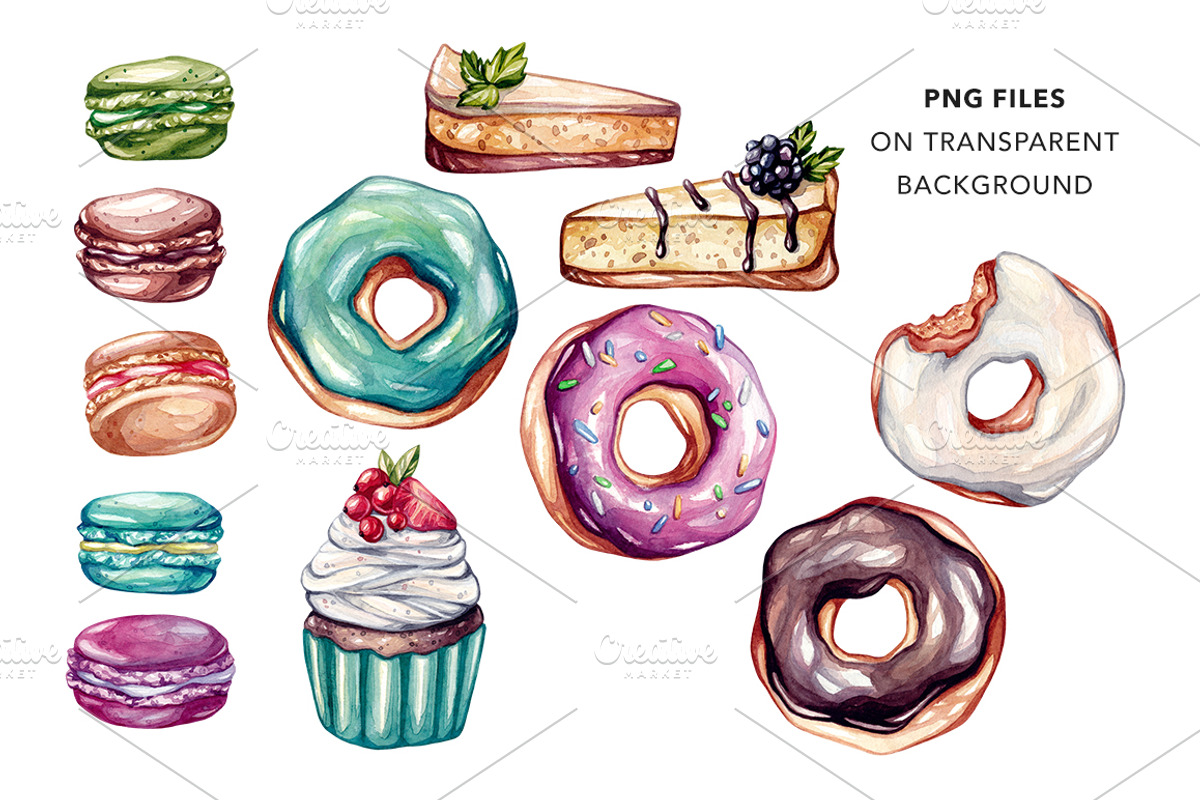Sweet Dreams. Watercolor Sweets, a Food Illustration by Olga Olmix (Photo 3 of 12)