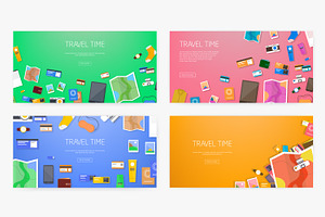Banners on travel, vacation, a Technology Illustration by Good Studio