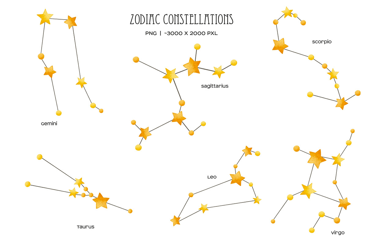 Zodiac star constellations 12 PNG, an Object Illustration by Art and Funny (Photo 2 of 4)