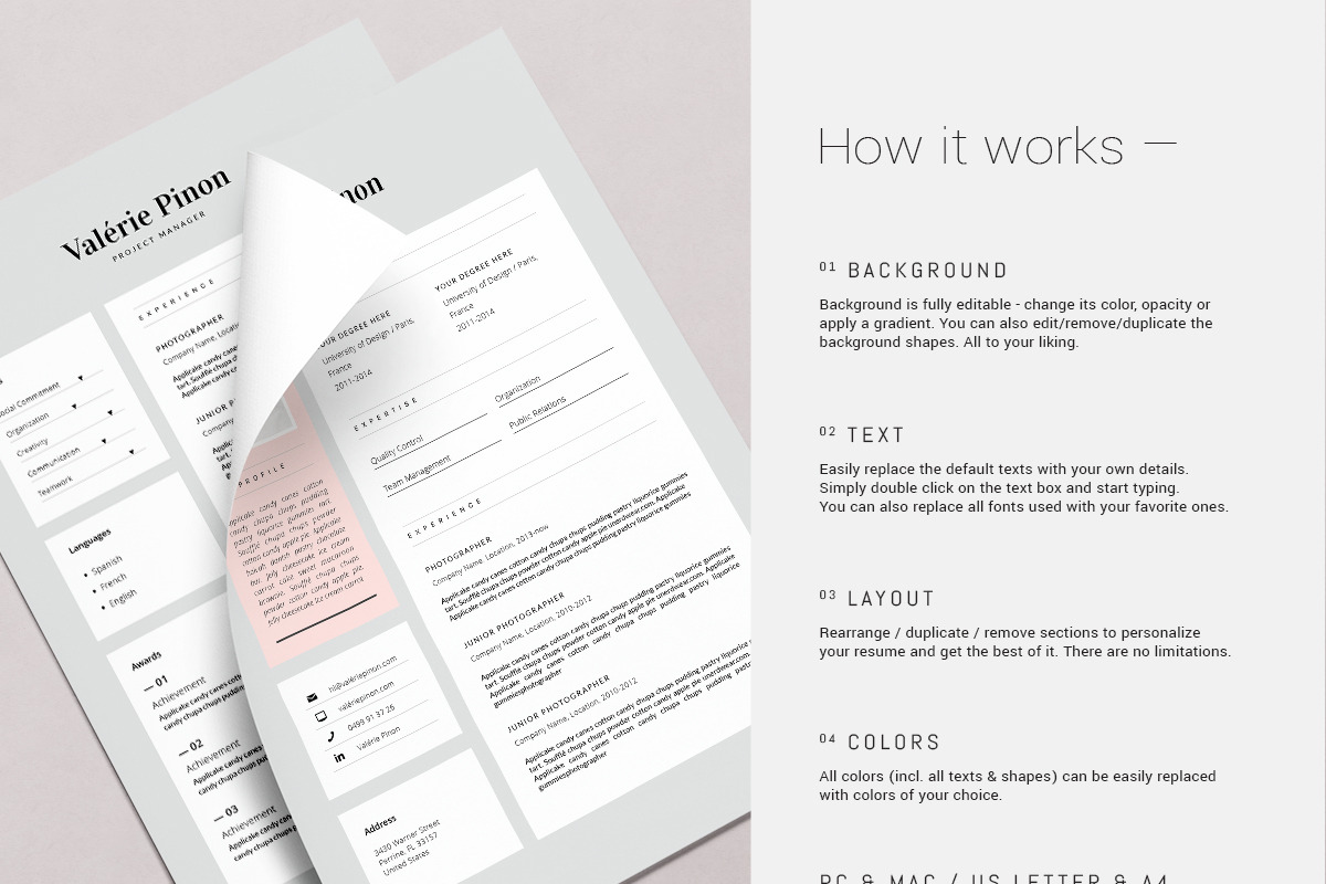 Resume Template 3 page / Valérie, a Resume Template by This Paper Fox (Photo 4 of 5)