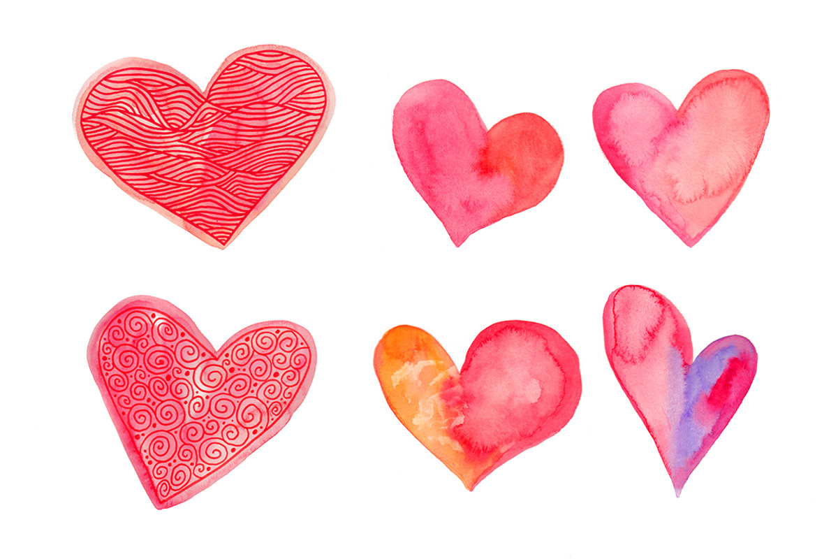 Watercolor hearts set #3, a Decorative Illustration by natsa (Photo 4 of 5)
