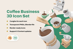 Coffee Business 3D Icon Set