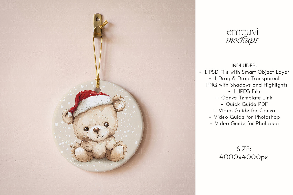 Round Ceramic Ornament Mockup, a Household Mockup by EmpaviMockups (Photo 6 of 6)