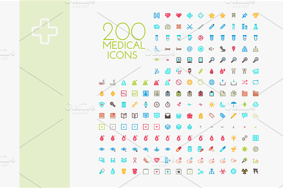 200 X Colorful Medical Icon