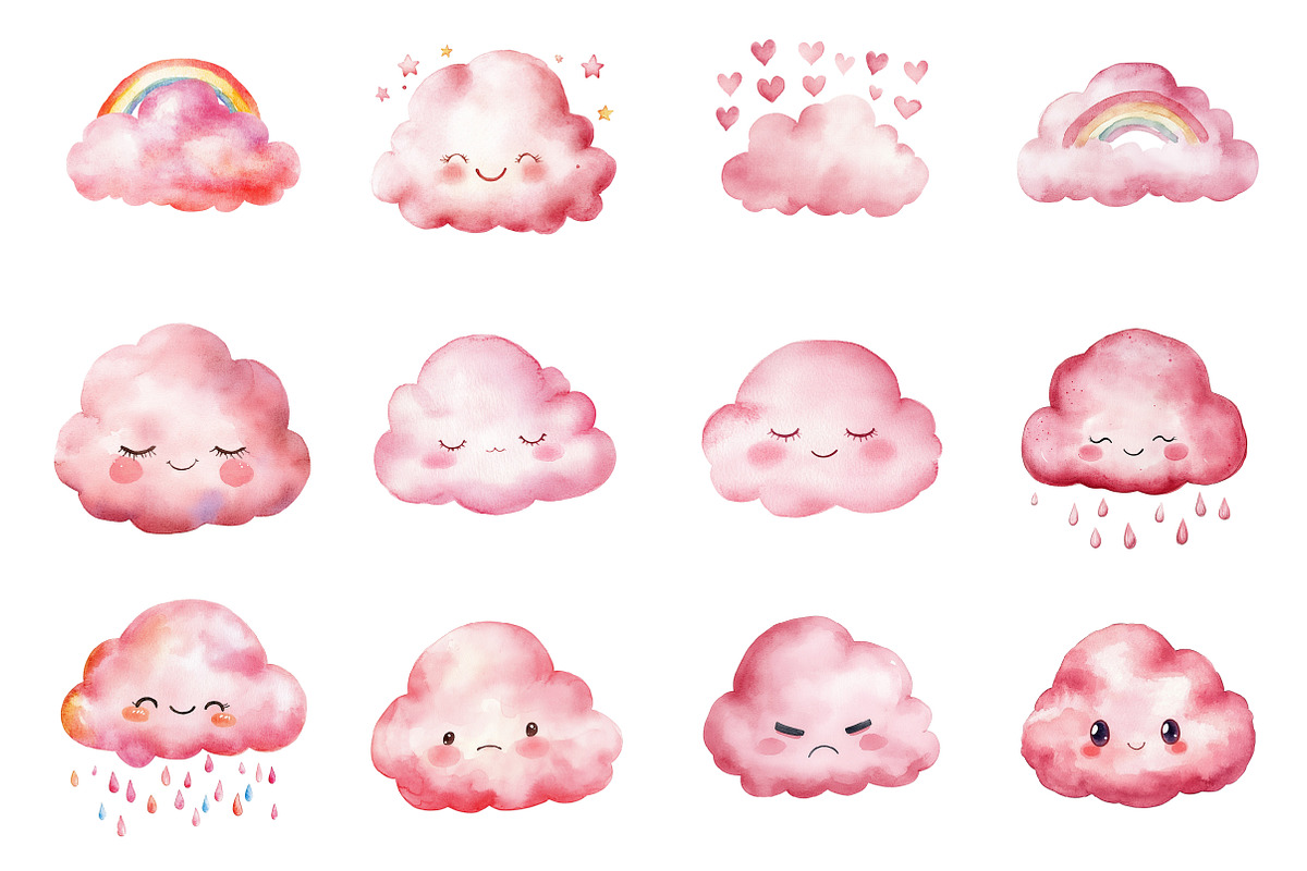 Pink Emoticon Cloud, an Illustration by Design Market (Photo 3 of 4)