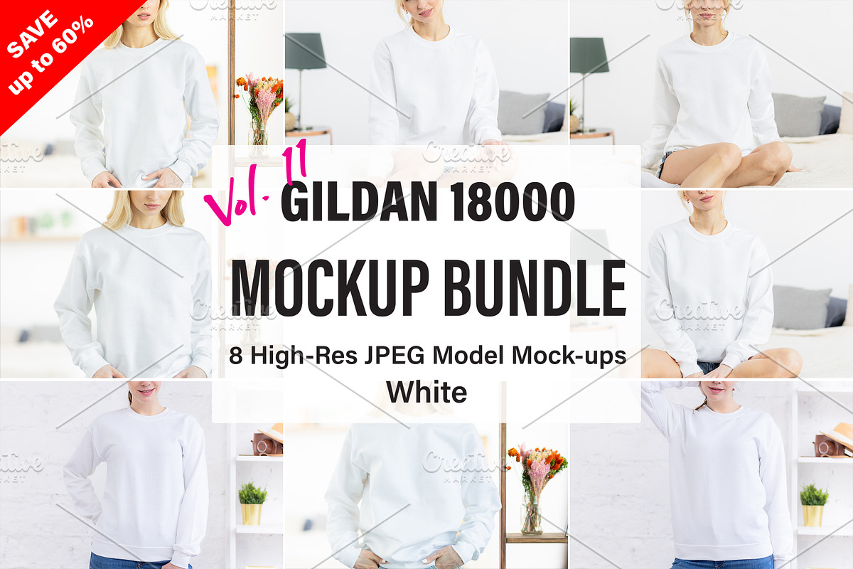 Gildan 18000 Mockup Bundle, a Shirt Mockup by BrightMockups