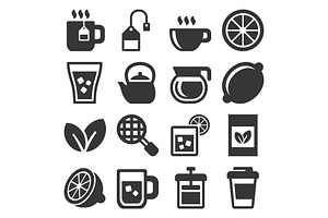 Tea Icons Set On White Background