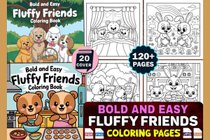Bold Easy Fluffy Friends Coloring, a Graphic by shopcosm