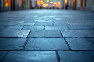 Close-up view of cobblestone pavement in a softly lit alley, creating a tranqui, a Background Photo by ImageMir