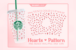 Cute Hearts SVG For Cold Cup 24 Oz