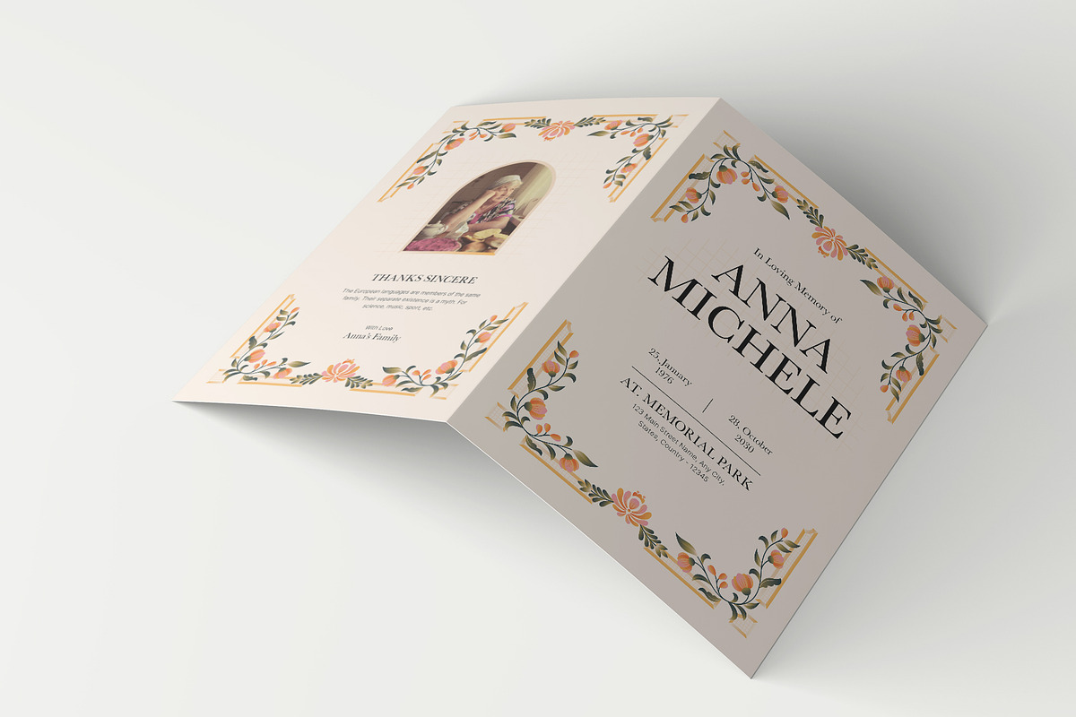Elegant Floral Funeral Program, a Brochure Template by Neermana (Photo 2 of 4)