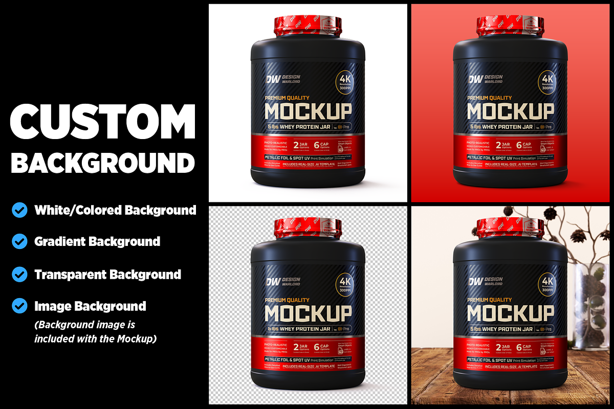 5lb Whey Protein Jar Mockup B1-Pro, a Packaging Mockup by Design Warlord (Photo 11 of 16)