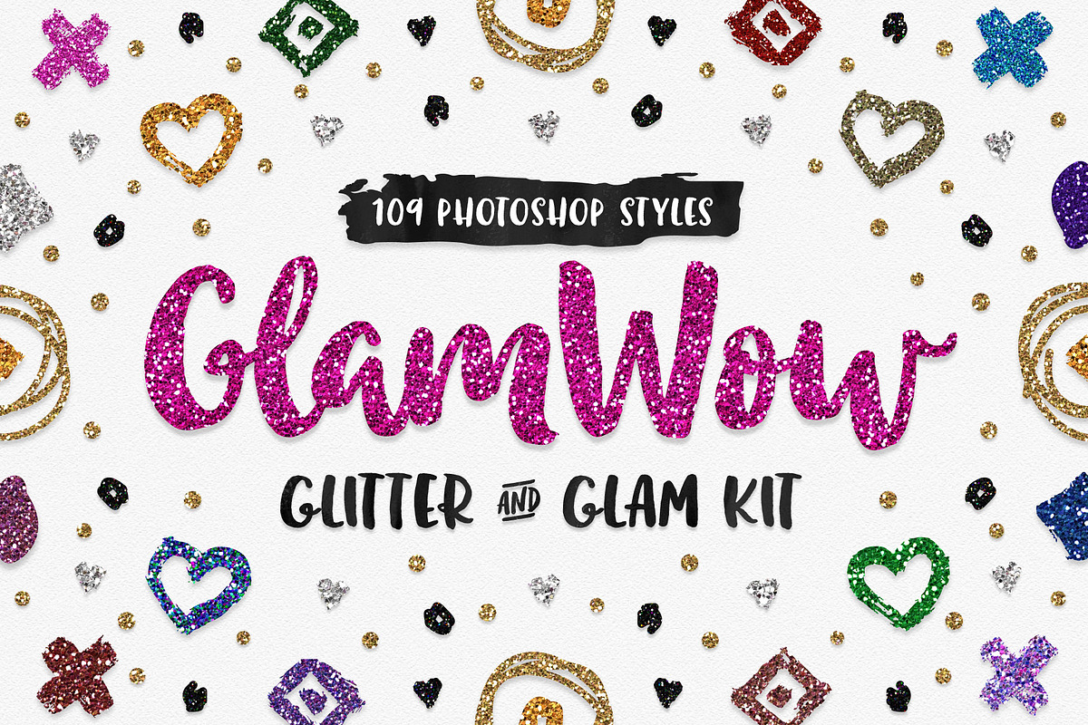 GlamWow - Glitter Kit For Photoshop, a Layer Style Add-On by Creativenauts (Photo 1 of 7)