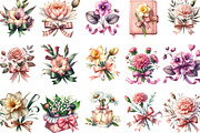 Coquette Birth Month Flowers Clipart, an Illustration by Designking (Thumbnail 2 of 4)