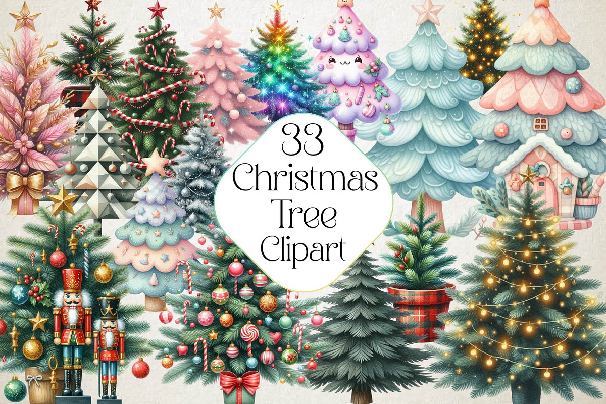Christmas Tree Clipart Bundle, an Illustration by DreamPrint404 (Photo 1 of 4)