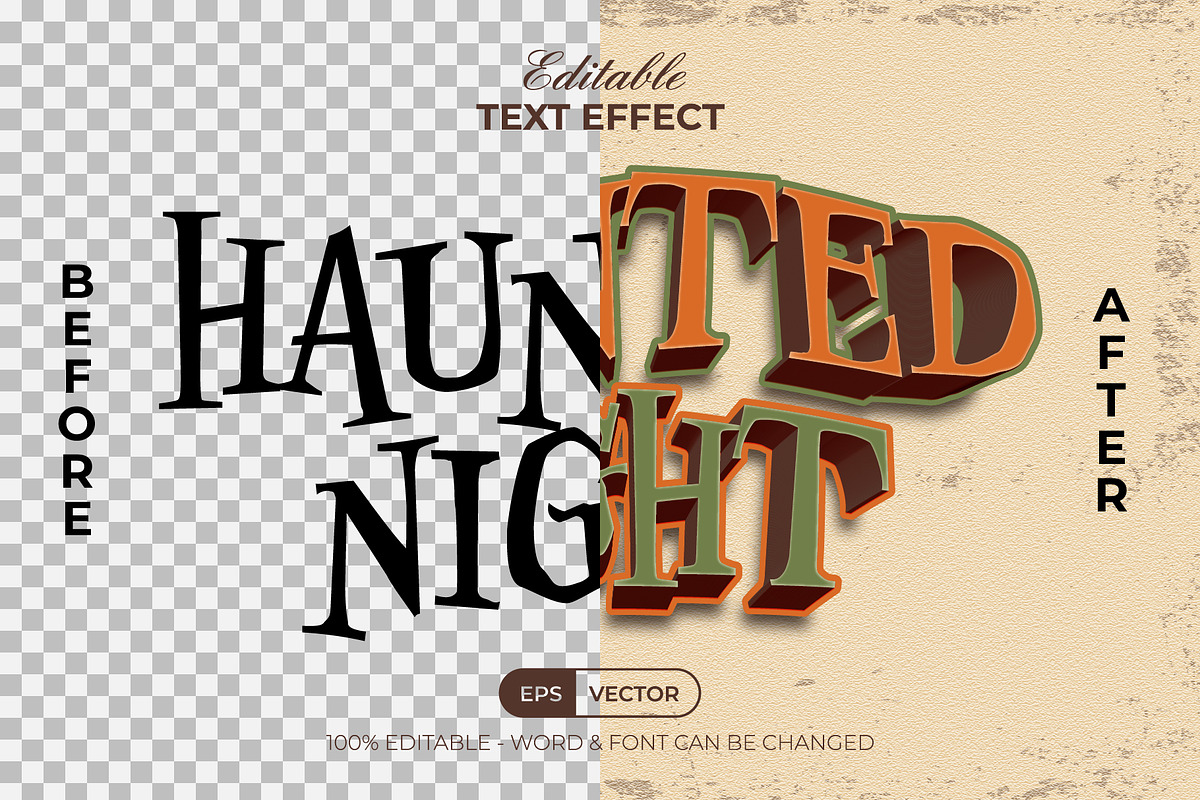 Vintage Halloween 3D Text Effect, a Layer Style Add-On by Mockmenot (Photo 2 of 3)