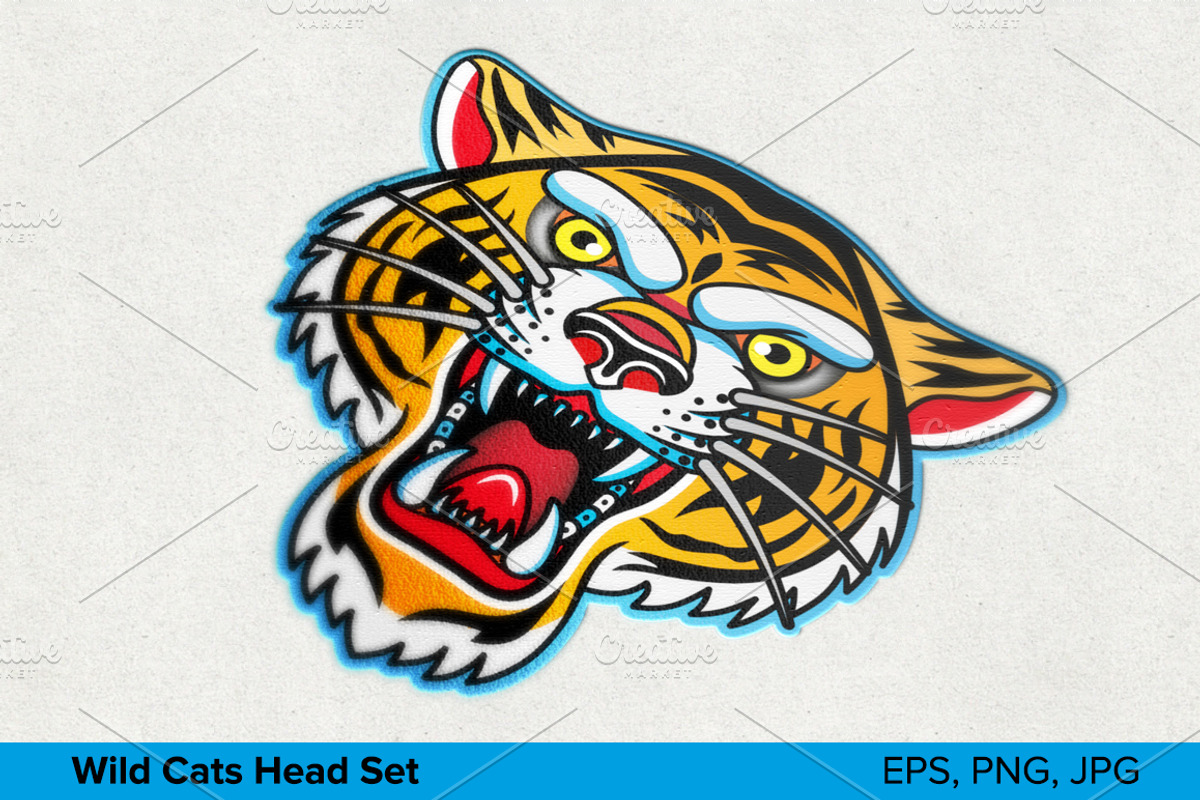 Wild Cats Head Set, an Animal Illustration by Moloko88 (Photo 4 of 8)