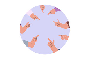 Human hands pointing in empty center, a Person Illustration by Valerie Bodnar