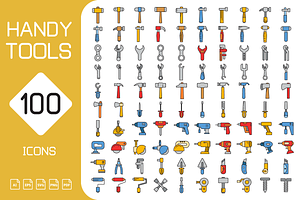 Handy Tools and Equipment Icons Set, an Icon by Designfour