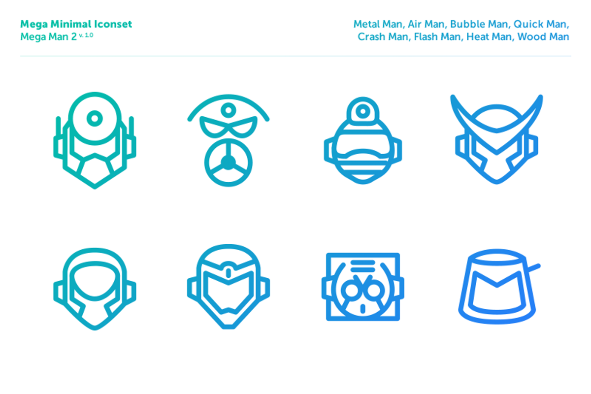Mega Minimal Iconset — Mega Man 1-5, an Icon by ilustrebob