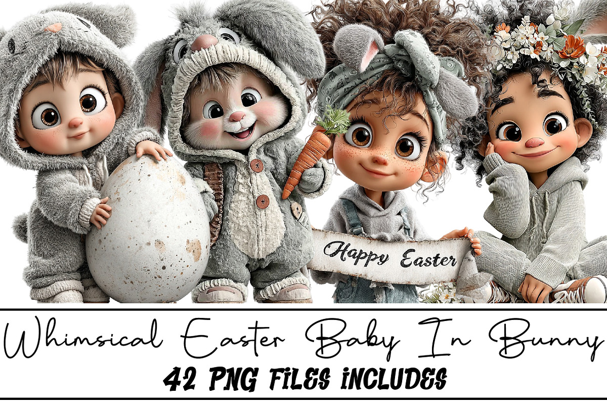 Whimsical Easter Baby in Bunny, an Illustration by DreamArtGraphic (Photo 1 of 5)