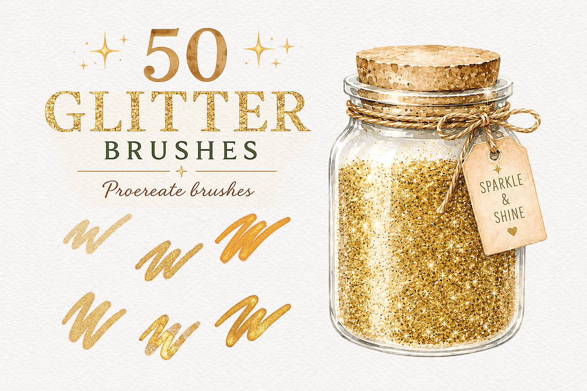 Procreate Glitter Brushes, a Brush Add-On by HopeArtIllustration (Photo 1 of 11)