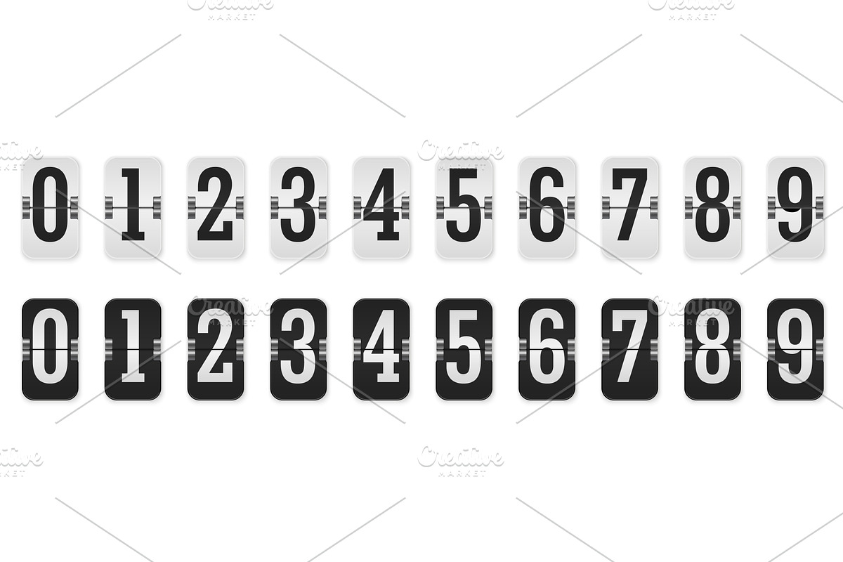 Countdown clock. Flip clock numbers, a Transportation Illustration by Frogella