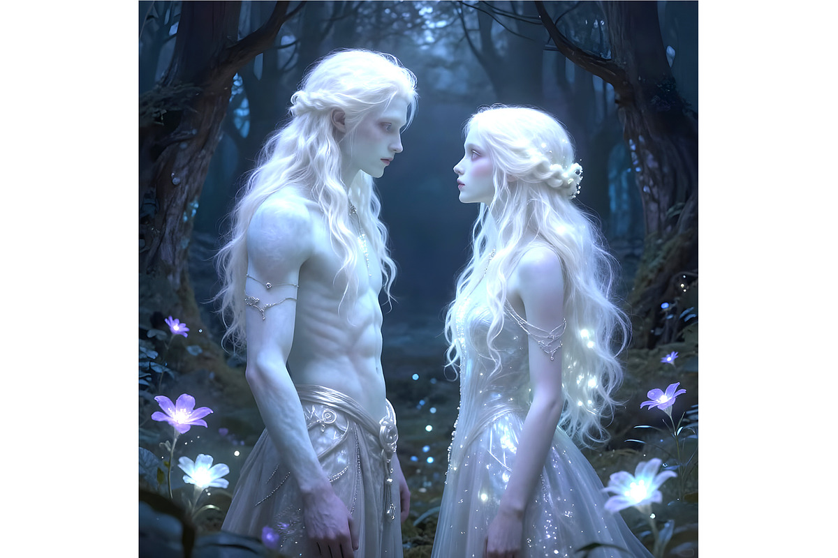 Albino Fantasy Young Man and Women, a Person Illustration by Sharon Schwalbe (Photo 3 of 3)