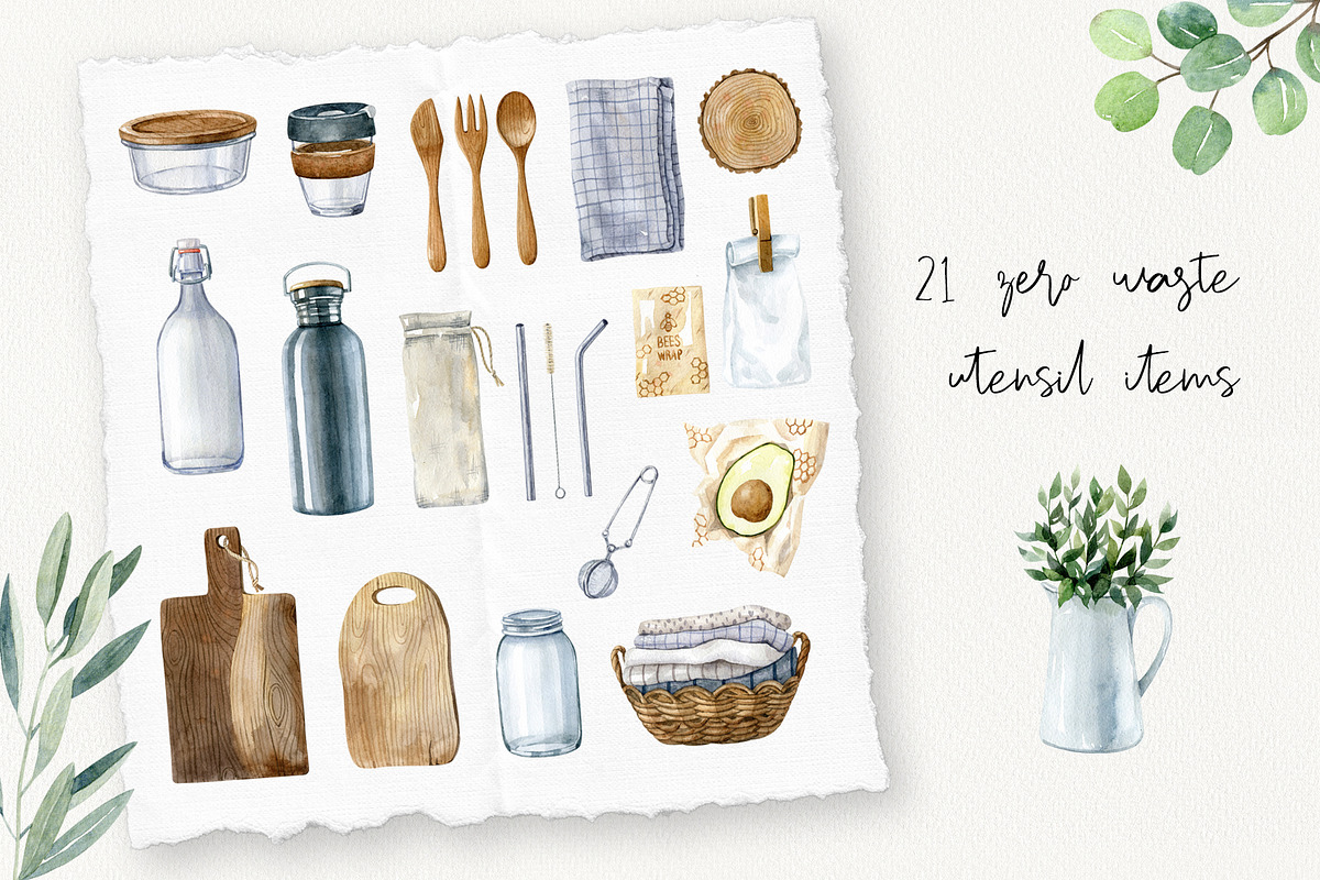 Zero Waste Kitchen Set, a Decorative Illustration by Natalia Fedorova (Photo 2 of 10)
