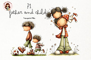 Father and Child Watercolor Clipart, a Person Illustration by Nicolle's Colorful Art (Thumbnail 1 of 6)