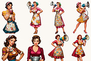 Pop Art Pin Up Girls Clipart Bundle, a Person Illustration by BusyDaydesign (Thumbnail 2 of 9)