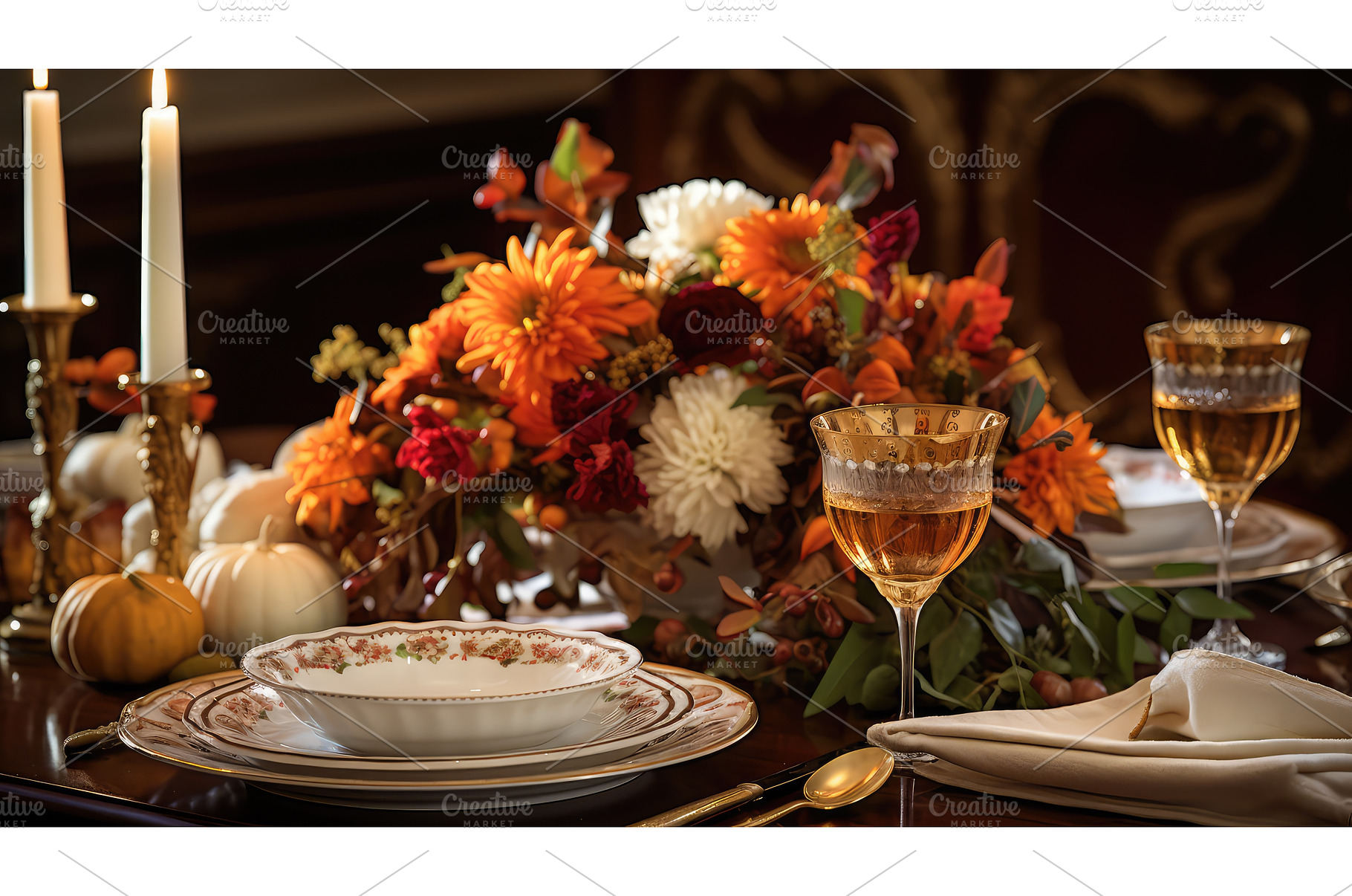 flowers thanks giving table ai, a Holiday Photo by pikepicture