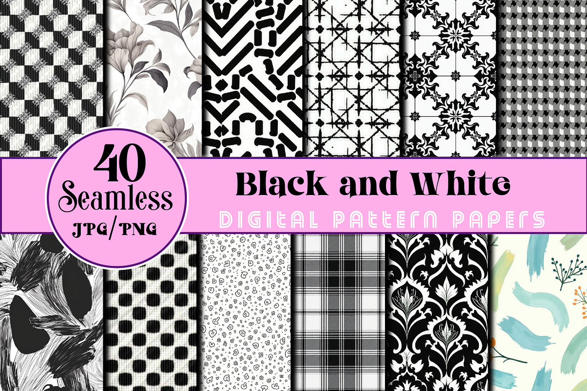 Black and White Digital Papers, a Work Illustration by Sublimation Store (Photo 1 of 2)