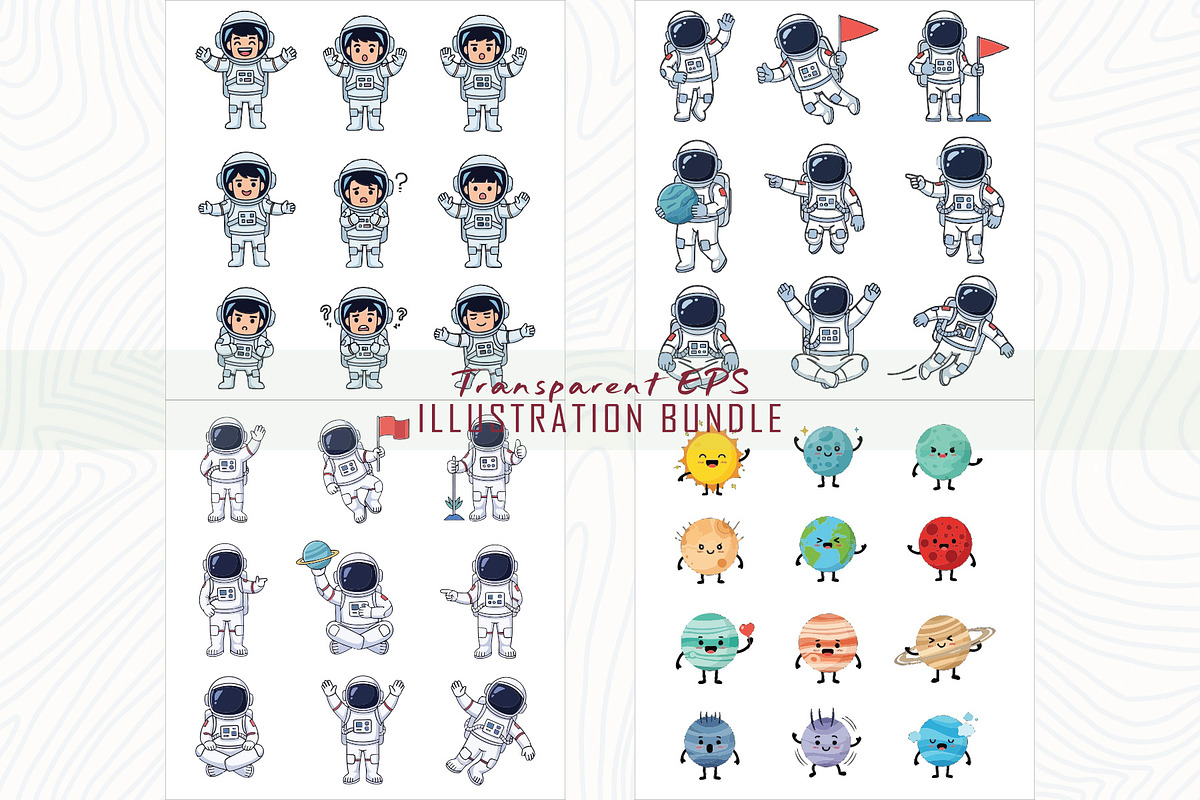 Cute astronaut animals colorful EPS, an Object Graphic by Sofia's Fashion (Photo 2 of 3)