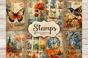 Stamps Junk Journal Pages Vintage