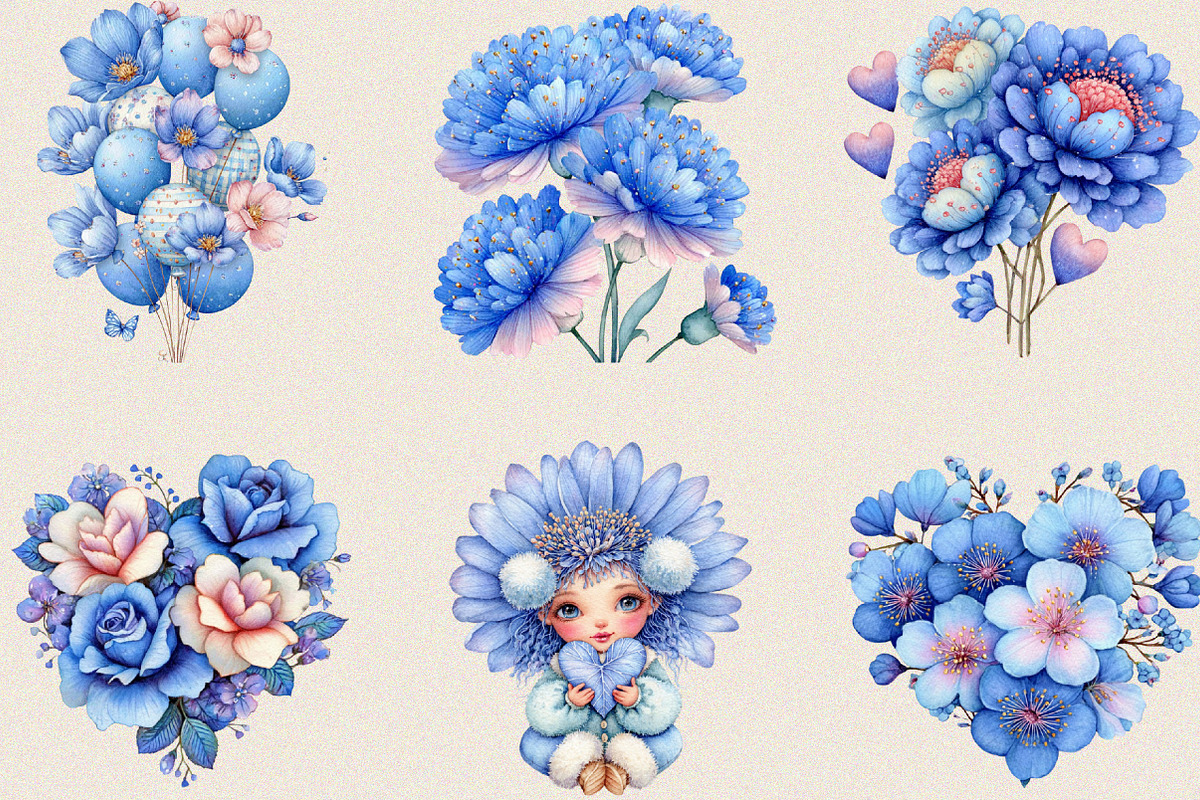 Whimsical Flower Valentine Clipart B, an Illustration by SVGArt (Photo 2 of 8)