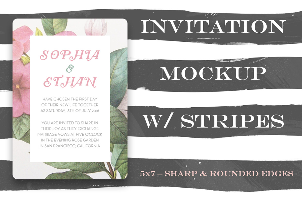 Invitation Mockup w/ Stripes, a Print Template by Hype Your Prints (Photo 1 of 3)