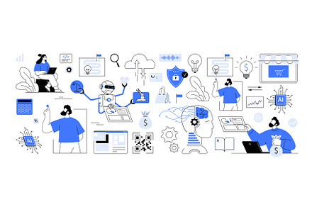 Machine learning artificial, a Technology Illustration by robuart