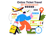 10 Online Ticket Travel Illustration, a Person Illustration by denayunebgt (Thumbnail 1 of 4)