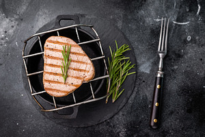 Juicy grilled tuna steak, perfectly seared with a smoky flavor,, a Food & Drink Photo by composter-box@mail.ru