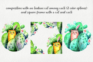 Happy CACTI Watercolor Clipart