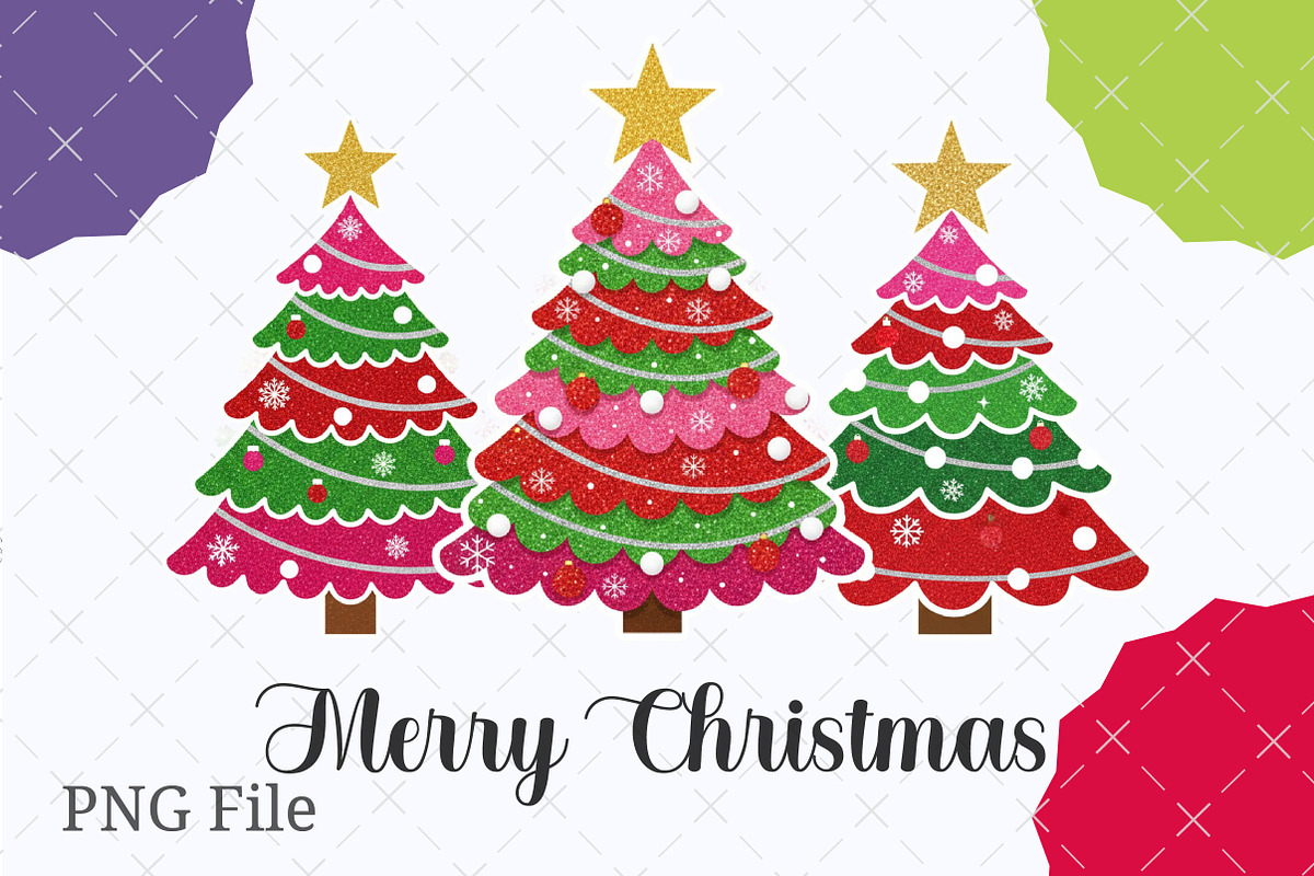 Glitter Patchwork Christmas Tree Png, an Illustration by designcity5 (Photo 5 of 8)