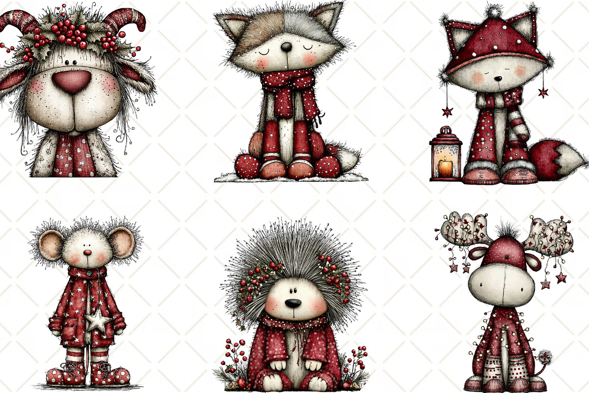 Whimsical Christmas Animal Clipart, an Animal Illustration by Black Bird Studio (Photo 2 of 6)