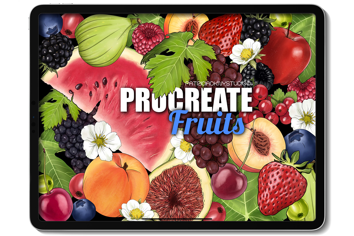 Procreate fruit stamp brushes, a Brush Add-On by PDknyStudio
